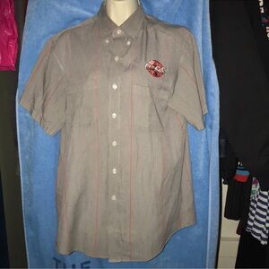Wear guard medium Coca Cola Gray and red Short Sleeve button down Shirt